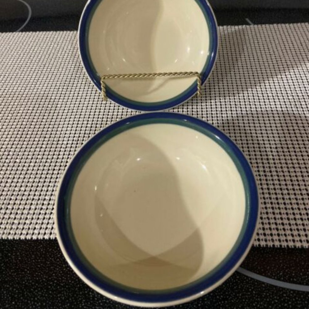 Pfaltzgraff Northwinds 2 Cereal Soup Bowls Stoneware Dishes Vintage